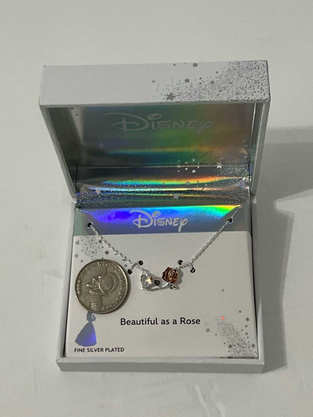 Disney Classics Jewelry | Beauty & the Beast Crystal Rose Pendant Necklace - Picture 9 of 10